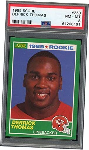 Derrick Thomas 1989 Score Football Rookie Card RC #258 Graded PSA 8 