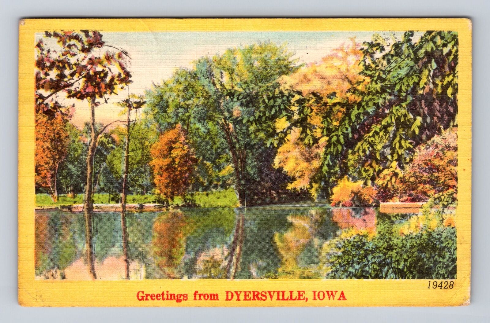 Dyersville IA-Iowa, Scenic Greetings, Water, Antique, Vintage Souvenir Postcard