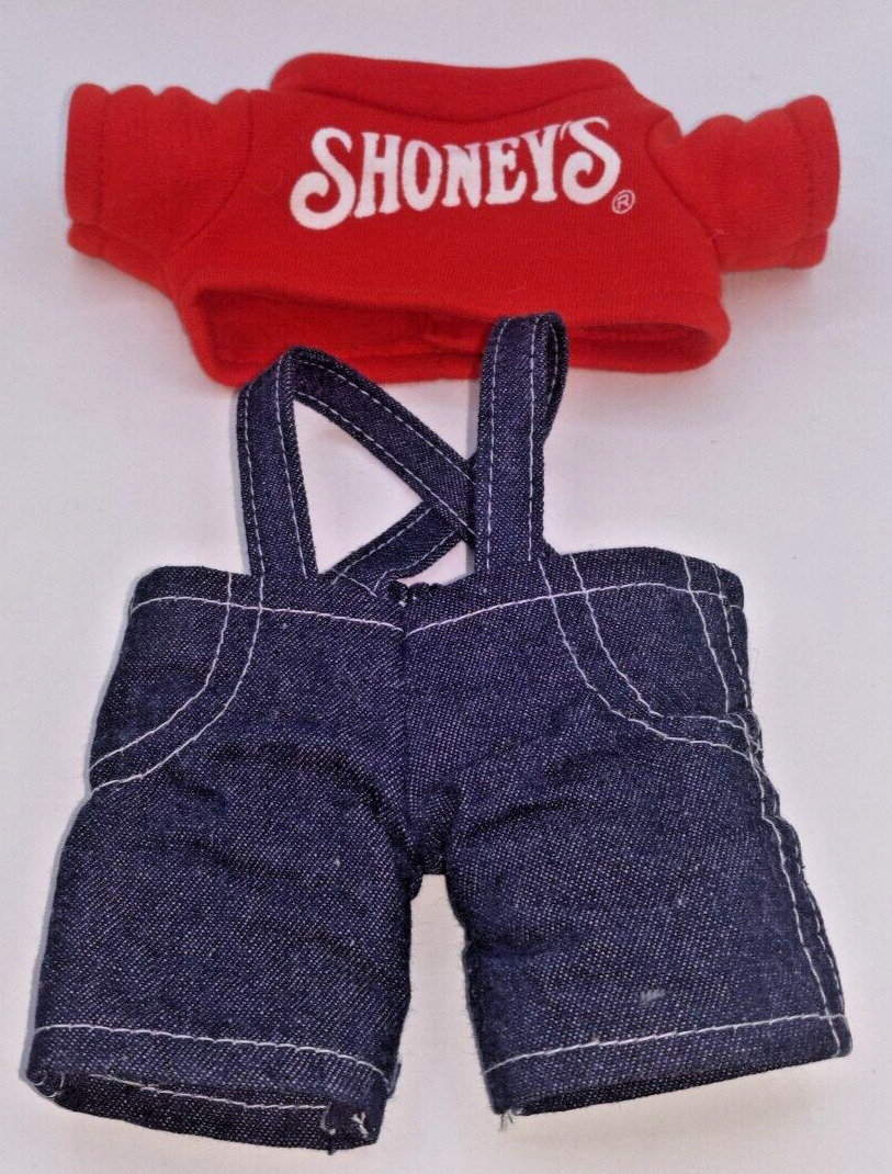 Vintage 1986 SHONEY'S Plush Bear Original Denim Overalls and Shoney's Shirt ONLY