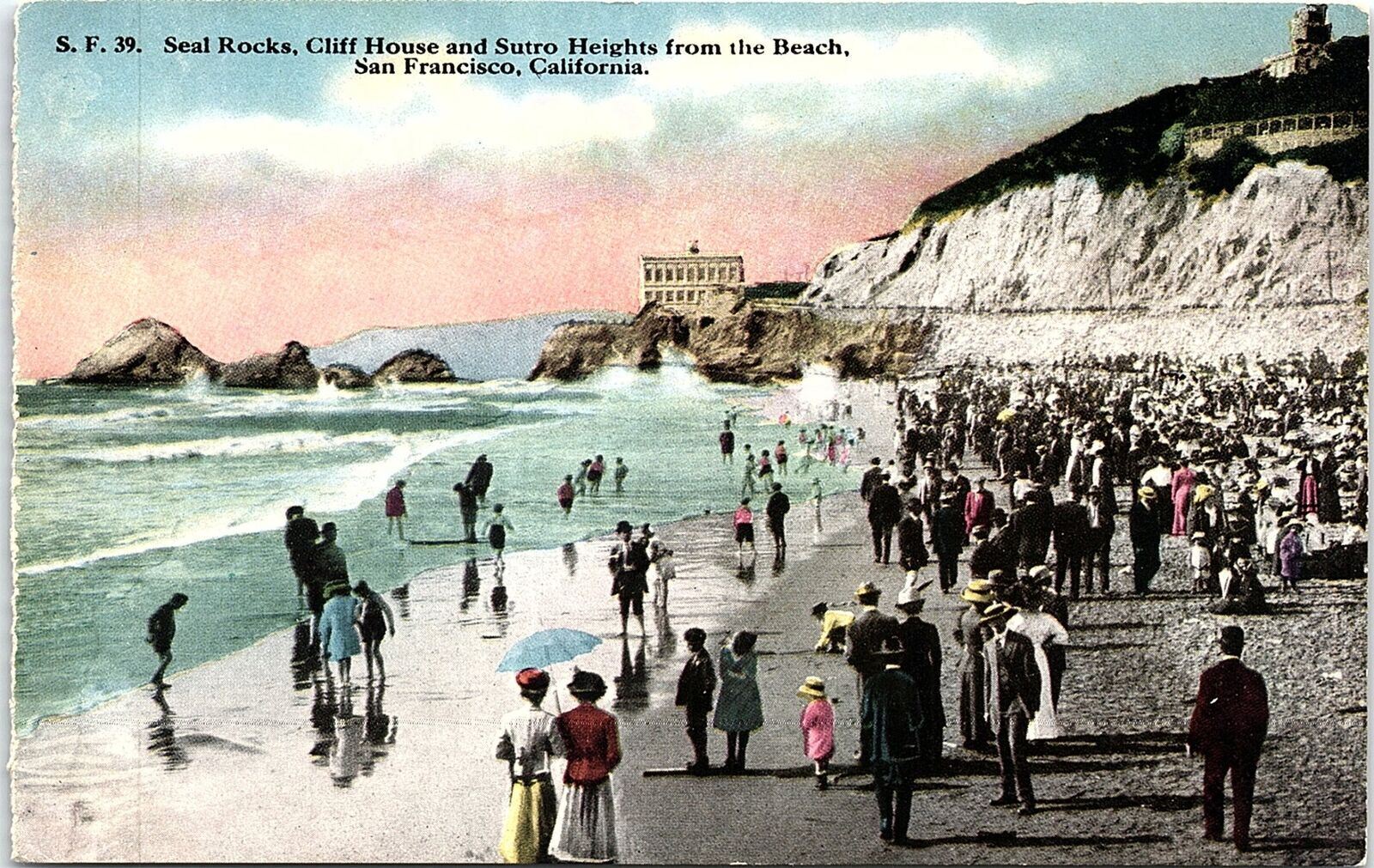 c1910 SAN FRANCISCO CALIFORNIA SEAL ROCKS CLIFF HOUSE SUTRO HGTS POSTCARD 42-37