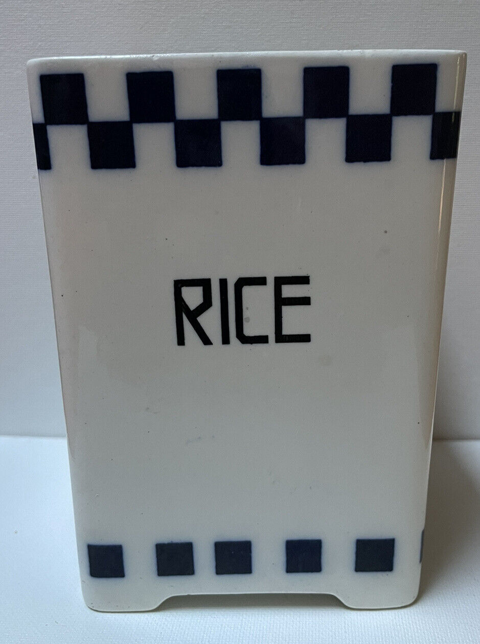 Vintage 1939 Rice Canister German Blue & White Canister No Lid 6 in High x 4 In