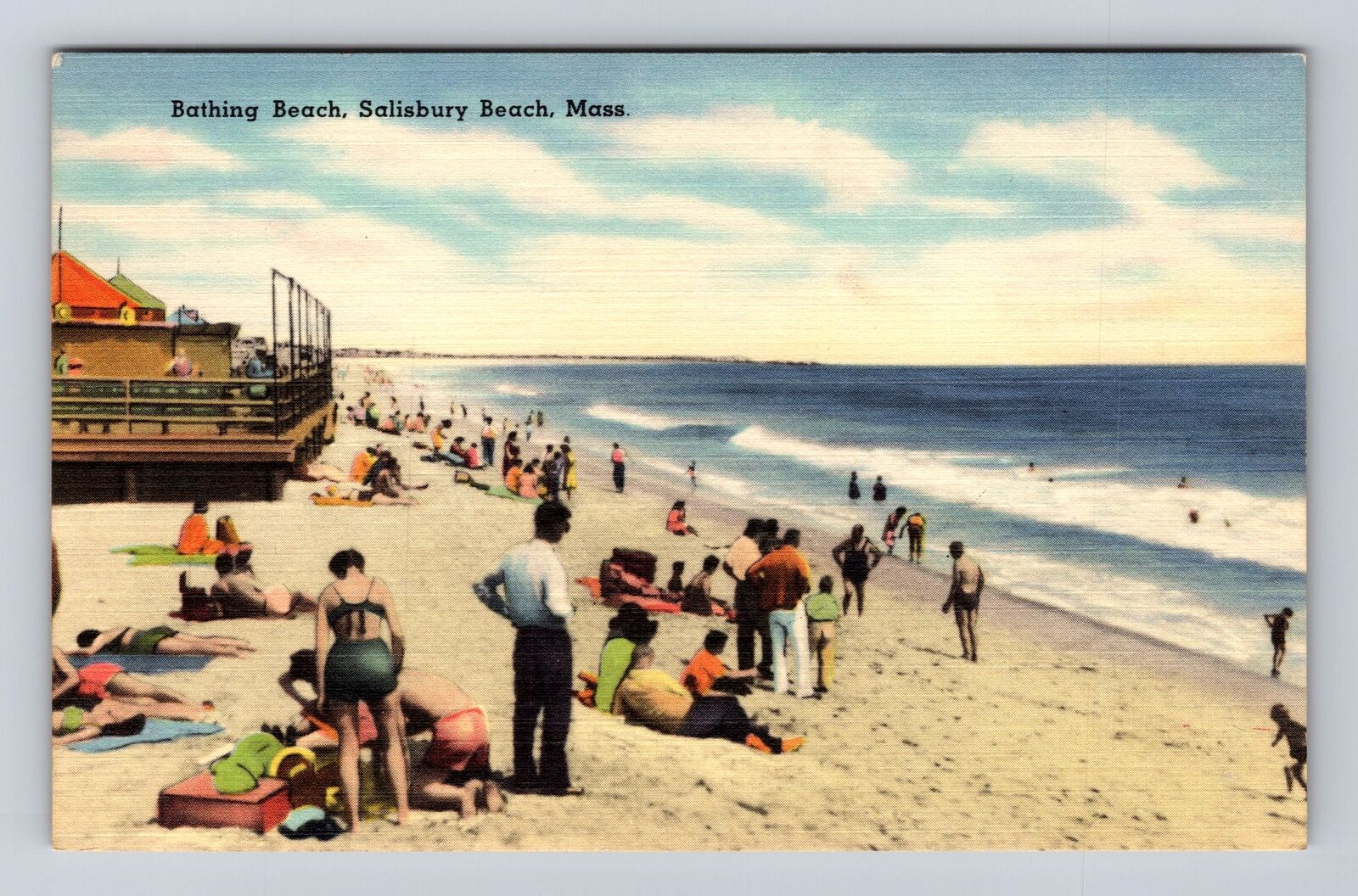 Salisbury Beach MA-Massachusetts, Bathing Beach, Antique Vintage Postcard