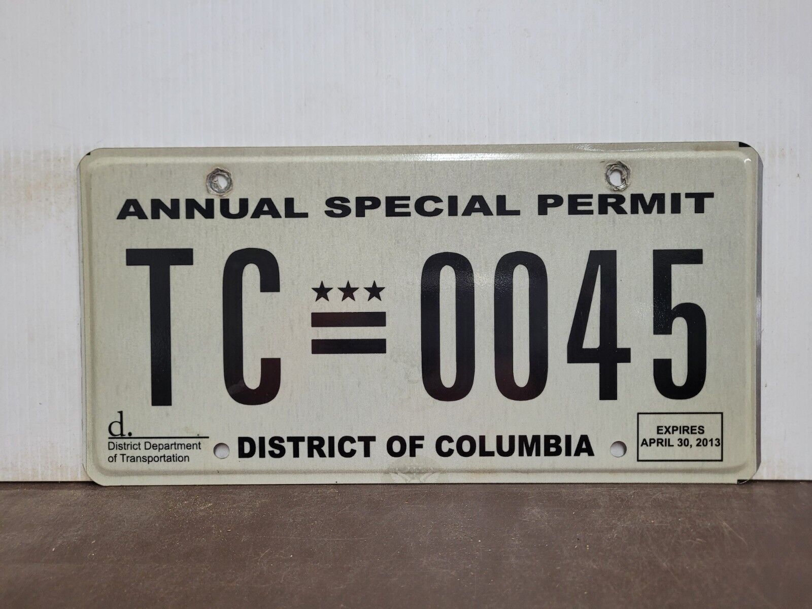 2013 Washington D.C. License Plate Tag original.