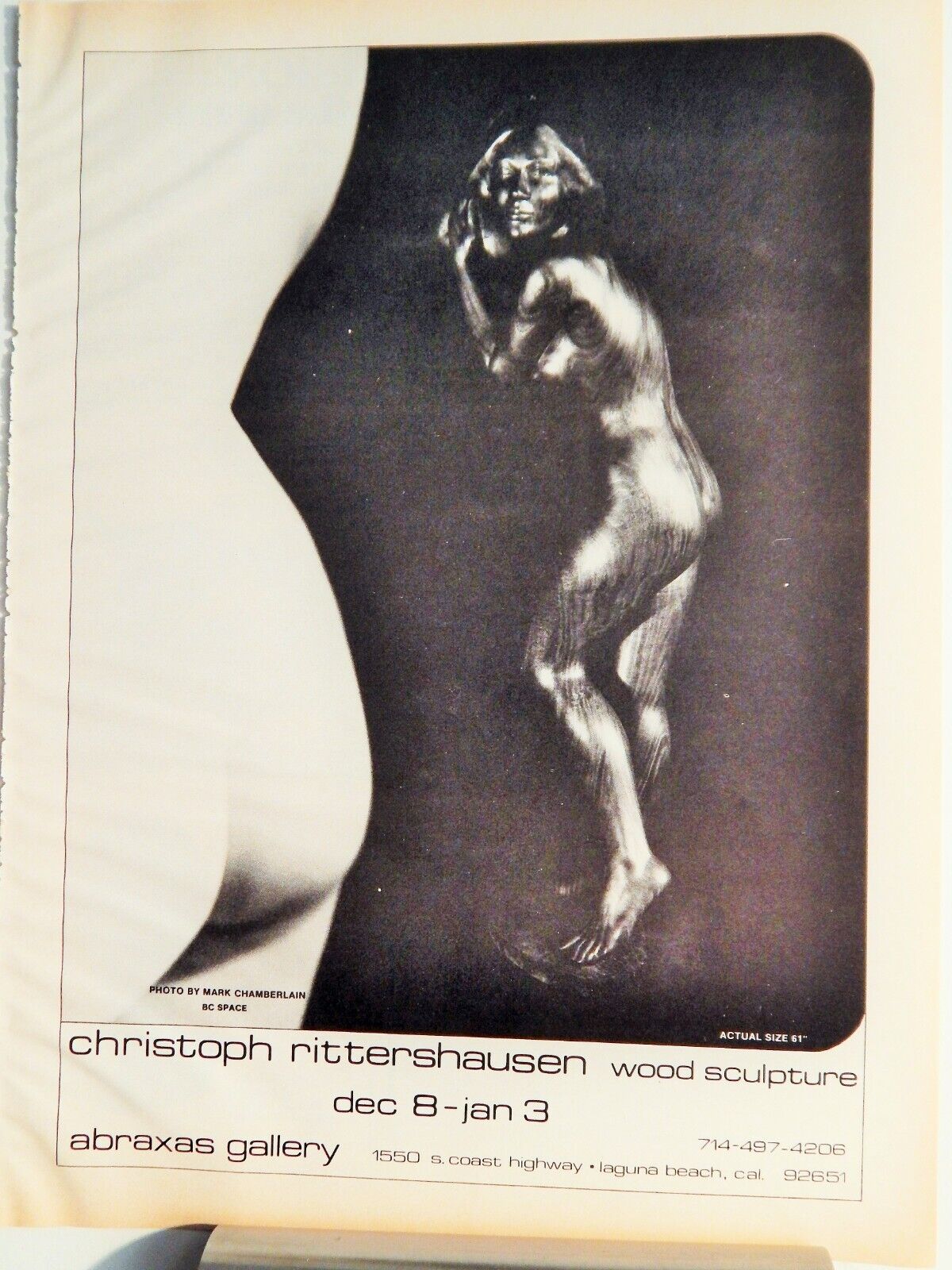 CHRISTOPH RITTERSHAUSEN  ART PIECE VTG ORIG  1979 ADVERTISEMENT