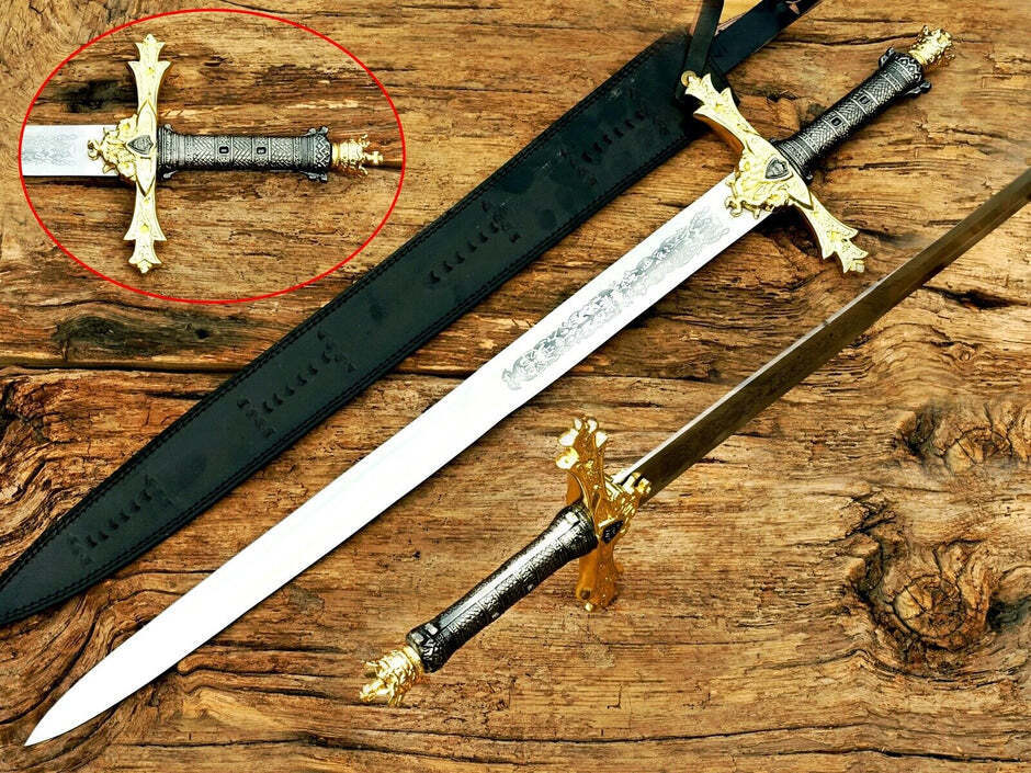 Handmade Stainless Steel Blade Sword With Beautiful Handle comes with Sheath