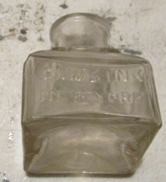 antique old bottle Claws ink new york square embossed 2\