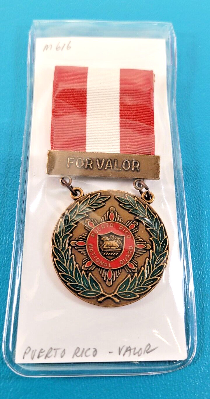 Vintage Rare PR Puerto Rico National Guard FOR VALOR Medal Pin Badge GRACO GI