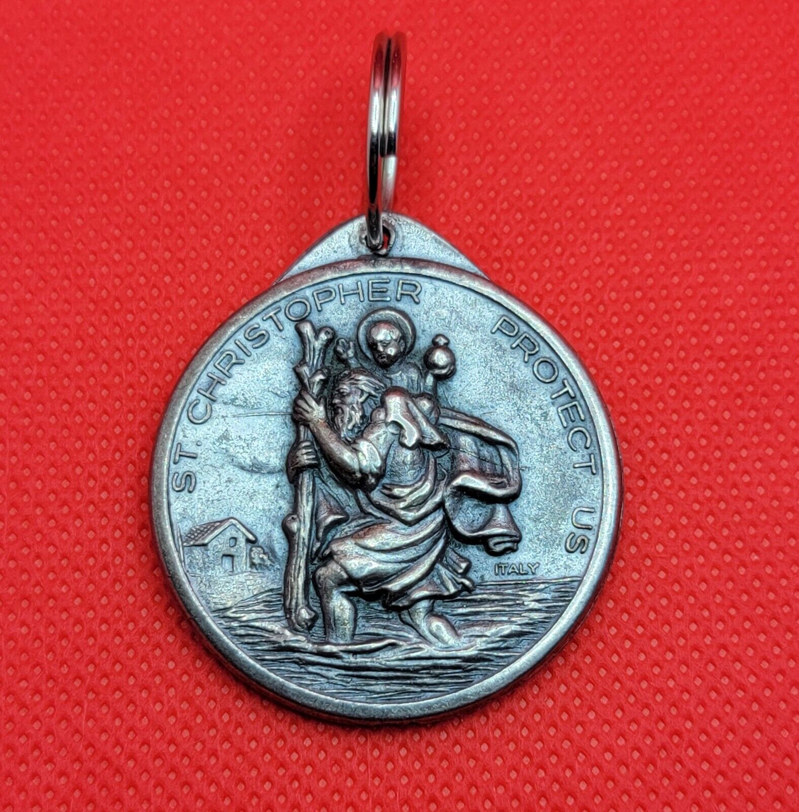 Vintage Saint St Christopher / Saint Anthony Patron of Lost Things Medal Italy