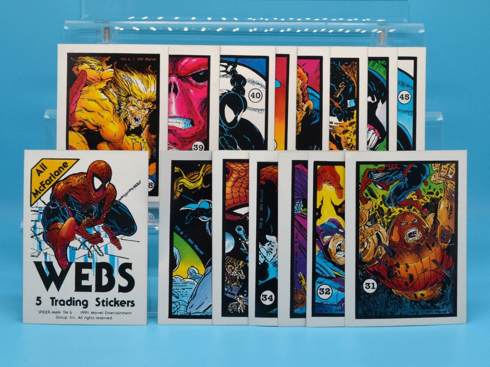 1991 Webs All McFARLANE Spider-Man Sticker Mixed Lot • 16 Stickers Venom
