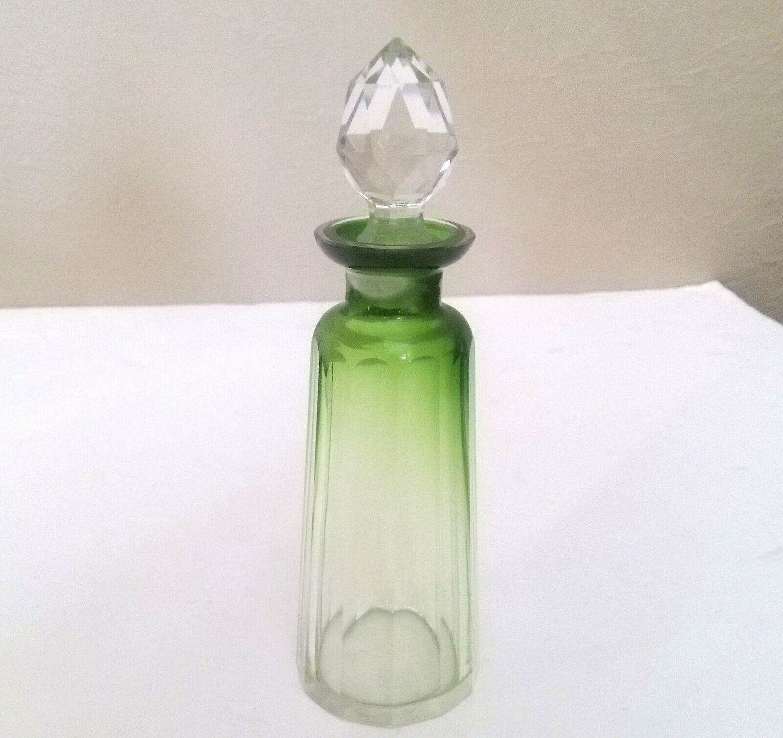 Vintage Baccarat? Perfume Bottle Green Cut Glass French/Bohemian
