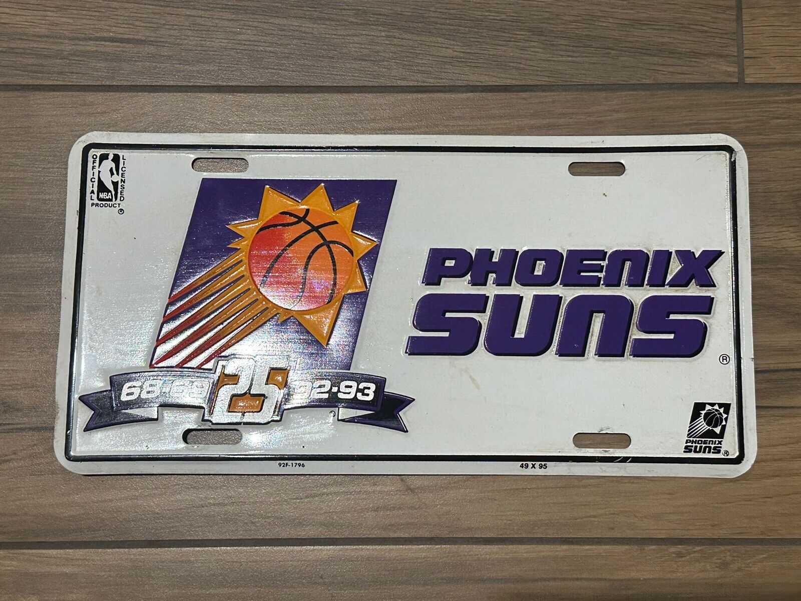 1993 PHOENIX SUNS BASKETBALL 25TH YEAR ANNIVERSARY BOOSTER LICENSE PLATE