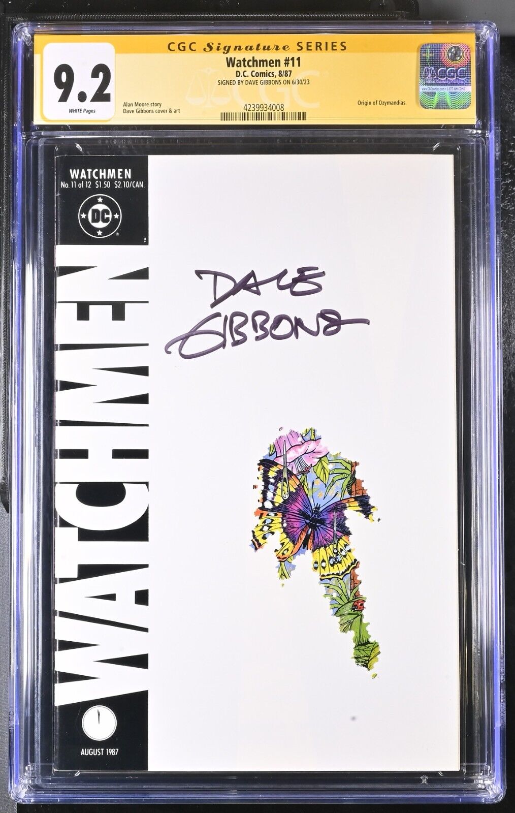 Watchmen #11 CGC SS 9.2 (Aug 1987, DC) Signed Dave Gibbons, Origin Ozymandias