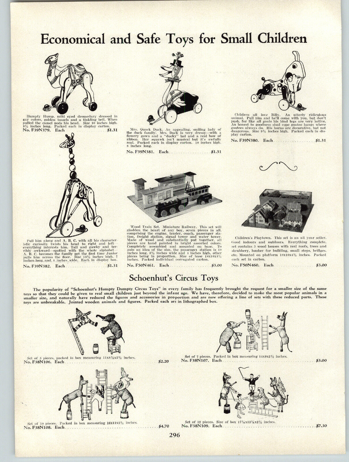 1931 PAPER AD Schoenhut Circus Toys Pull Toy Little Miss Muffit Kitchen Tea Sets