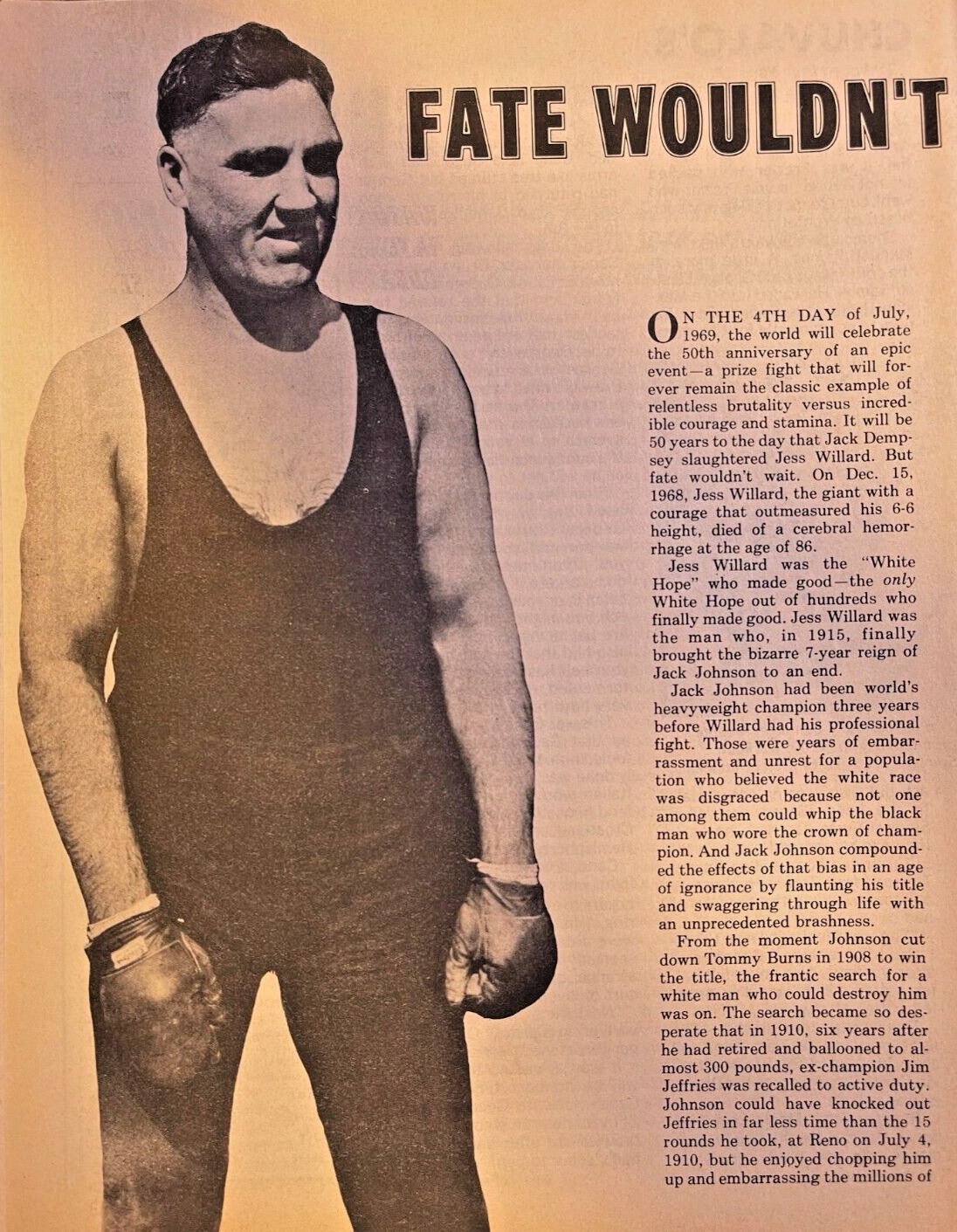 1969 Boxer Jess Willard The Pottawatomie Giant