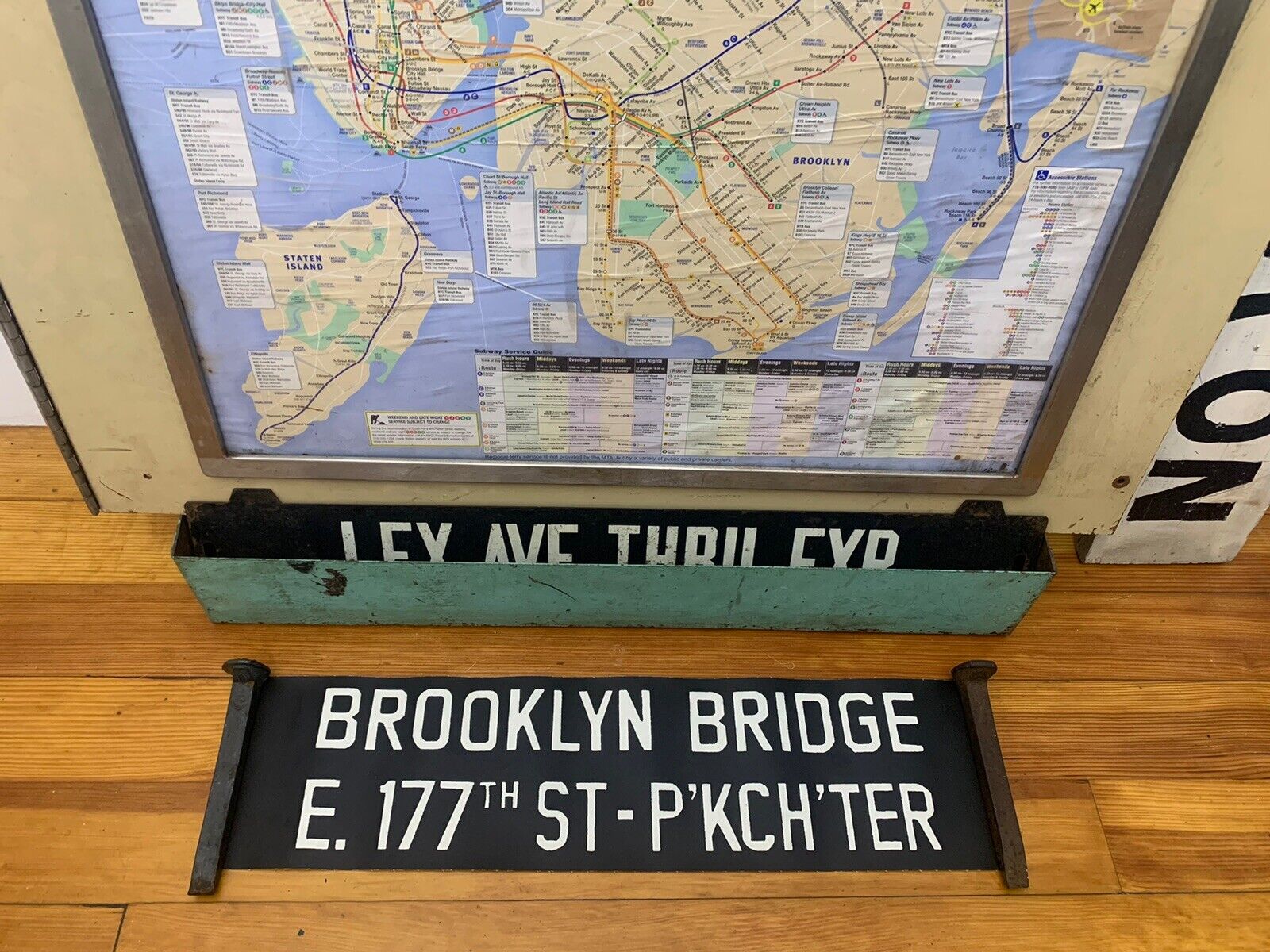NYC SUBWAY ROLL SIGN IRT 1949 BROOKLYN BRIDGE MANHATTAN RIVER PARKCHESTER BRONX