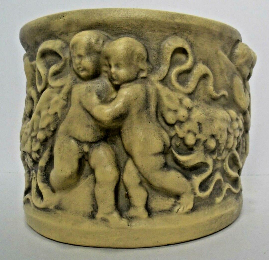 Abbott Collection Anatomically Correct 3D Cherub Planter Yellow Heavy Pre-owned