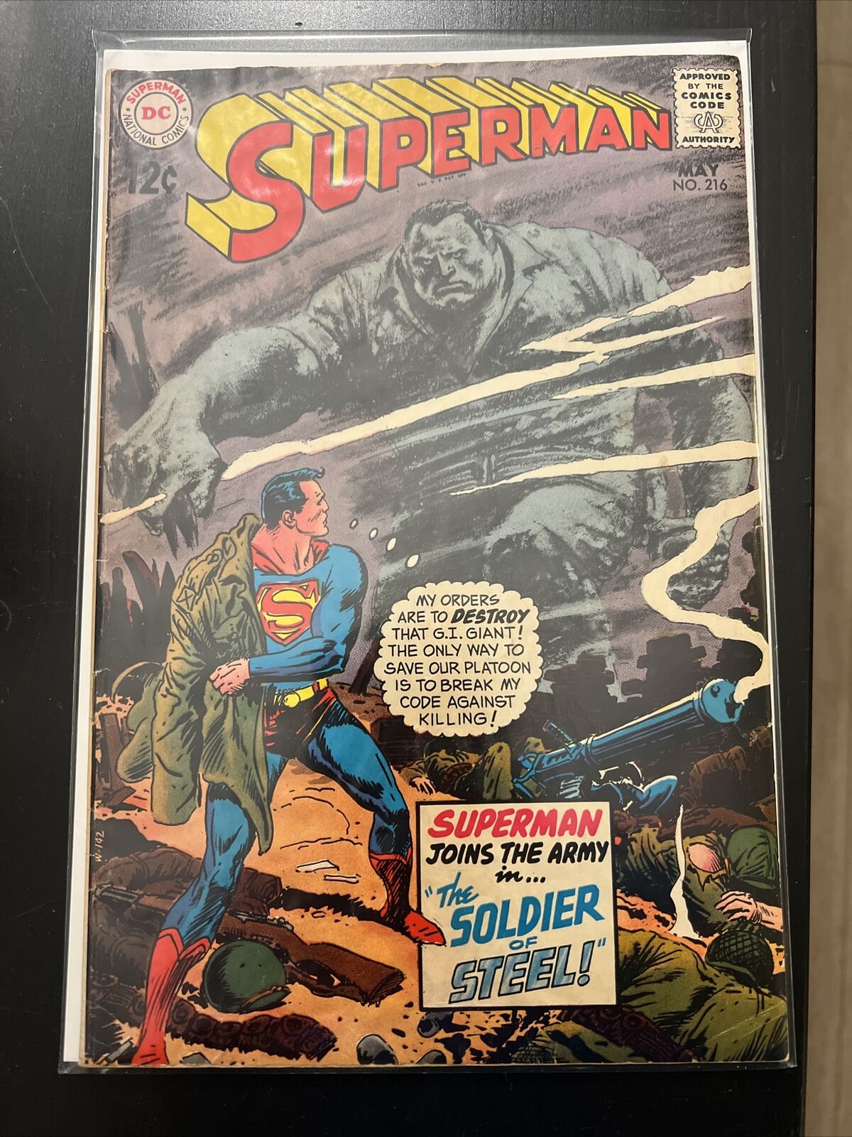 Superman #216 12¢ -  Superman in Vietnam Joe Kubert cover (May 1969)