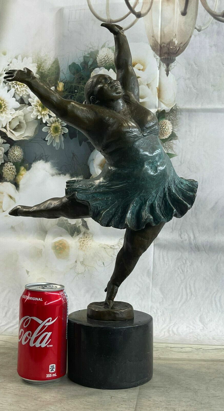 Rare Miguel Lopez A Tribute to Botero Style Graceful Ballerina Bronze Sculpture