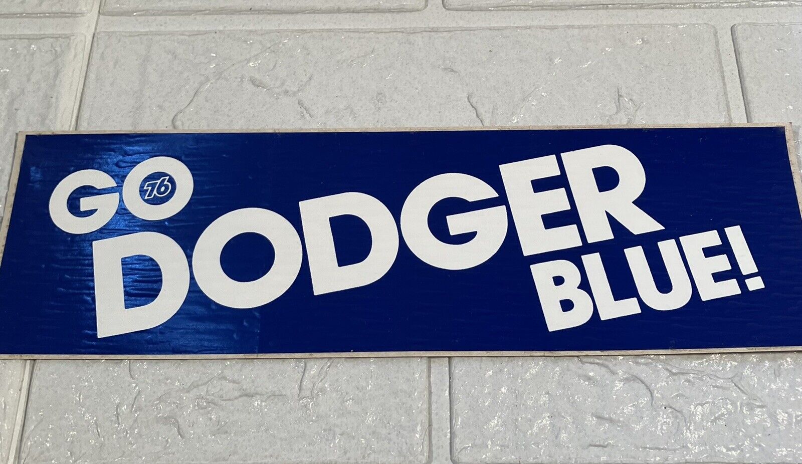 Vintage (1976) Los Angeles Dodgers Decal Bumper Sticker Union 76 Go Dodger Blue