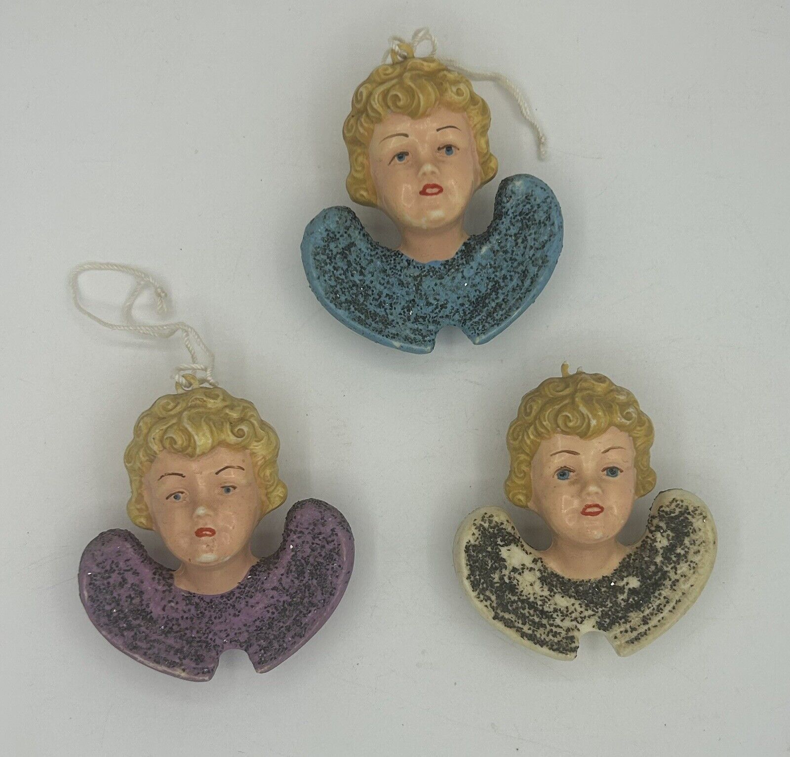 1940-1950s ANGEL ORNAMENTS - SET OF 3 - COLLECTIBLE GERMANY