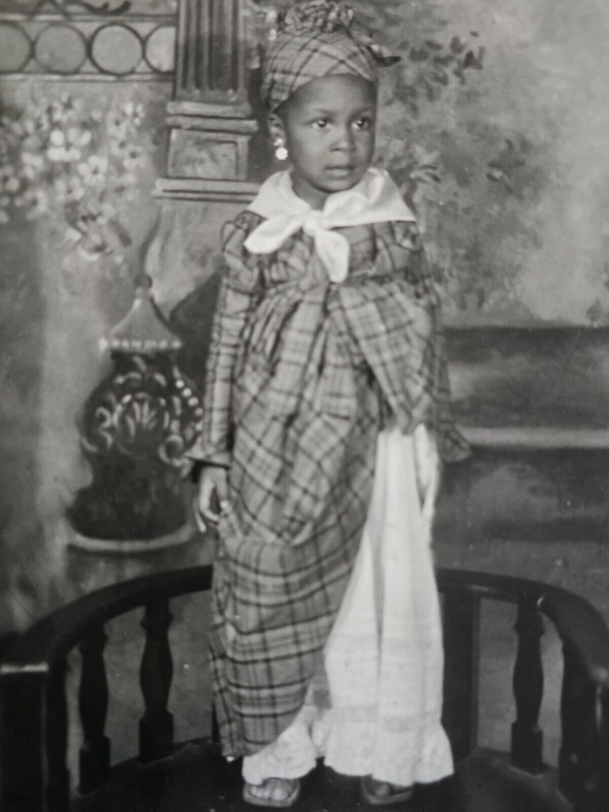 Absolutely Beautiful Little Black Girl in Traditional African Dress 1940s RPPC