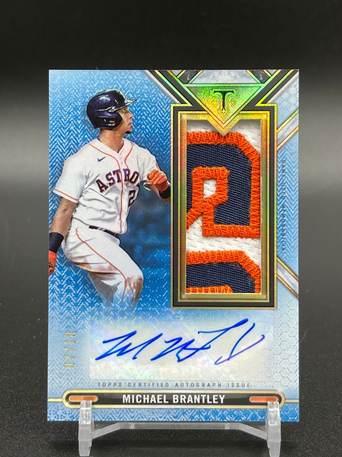 Michael Brantley Topps Triple Threads 2021 Auto Patch Blue /10 Astros SICK PATCH