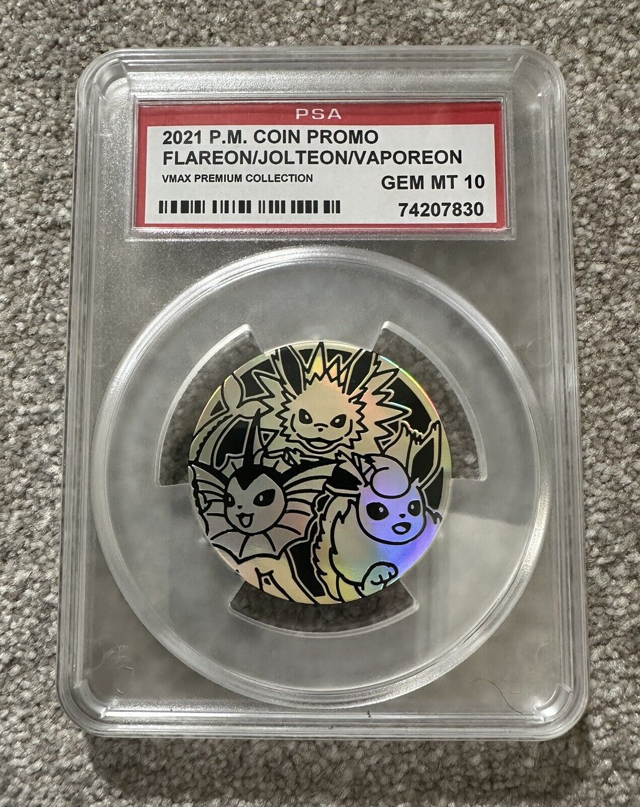 PSA 10 Flareon, Jolteon & Vaporeon Jumbo Pokémon Coin - VMAX PREMIUM COLLECTION