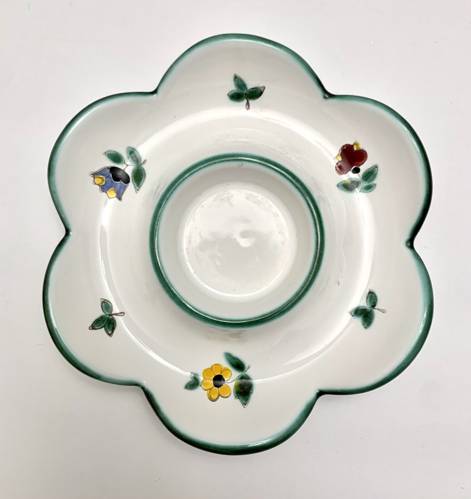 VTG Gmundner Keramik Austria Tealight Holders? Egg Plate? Alpine Flowers Ceramic