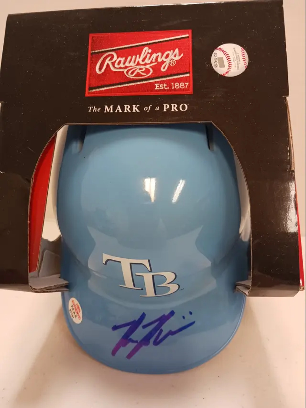 Kevin Kiermaier of the Tampa Bay Rays signed autographed mini batting helmet PAA
