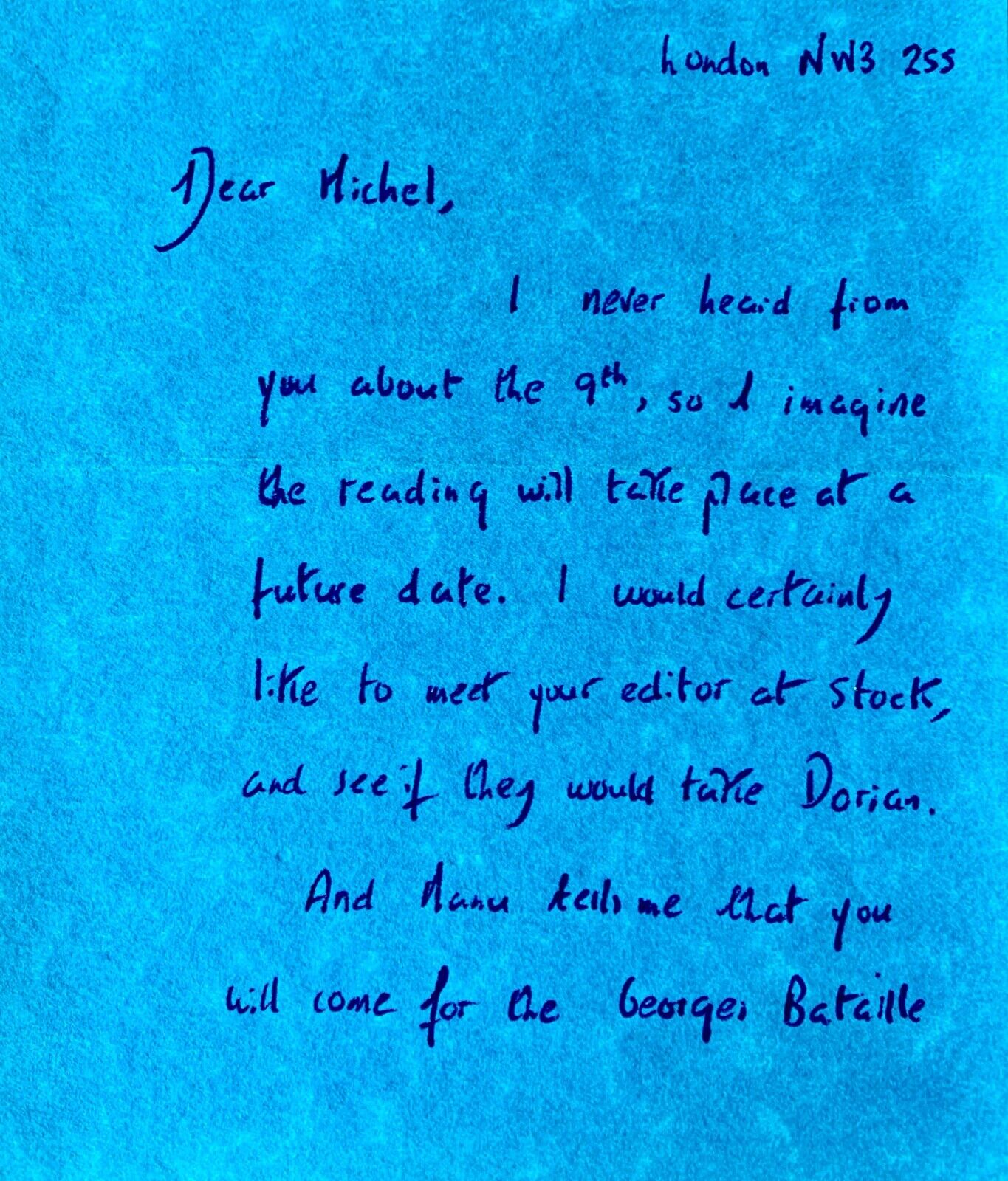 JEREMY REED, Publishing Correspondence, 26 Handwritten Letters to Michel BULTEAU 