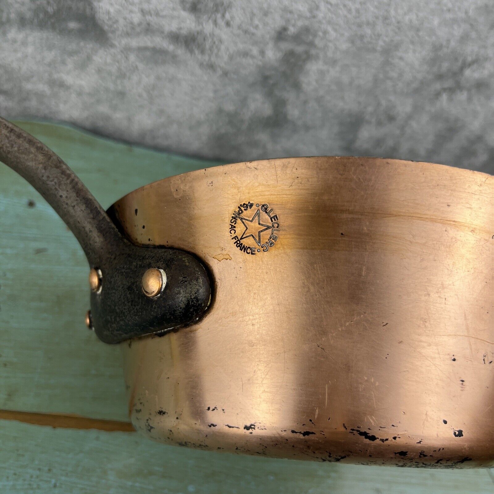 G.Leclerc Copper Pan Pot 8” Made in France 46 Pinsac Leclerc Vintage Antique