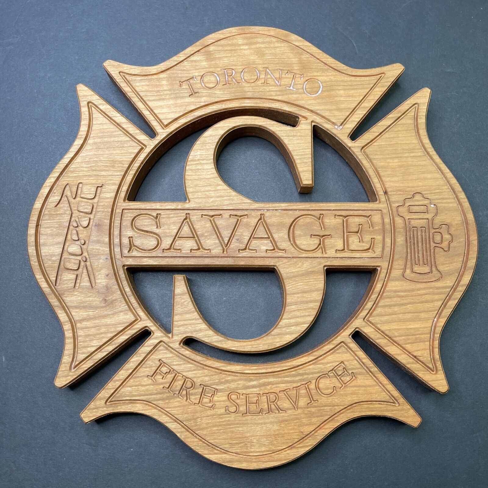 Toronto Fire Service Edward Savage Fallen Firefighter Solid Wood Memorial Sign
