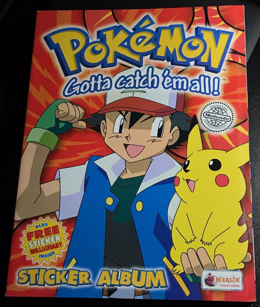 1999 Topps Pokemon Merlin Stickers Collection Brand New Vintage Album + Poster