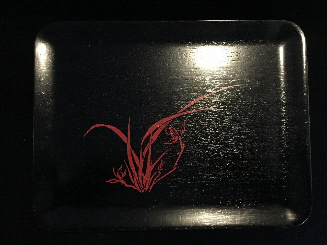 S1081 Japanese OBON Tray Vintage Leaf Rectangle Lacquerware SENCHA
