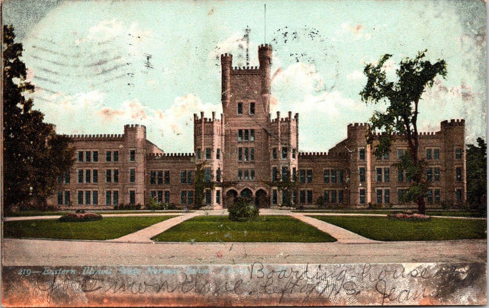 1907 Eastern Illinois State Normal School Charleston IL Hand Colored Postcard