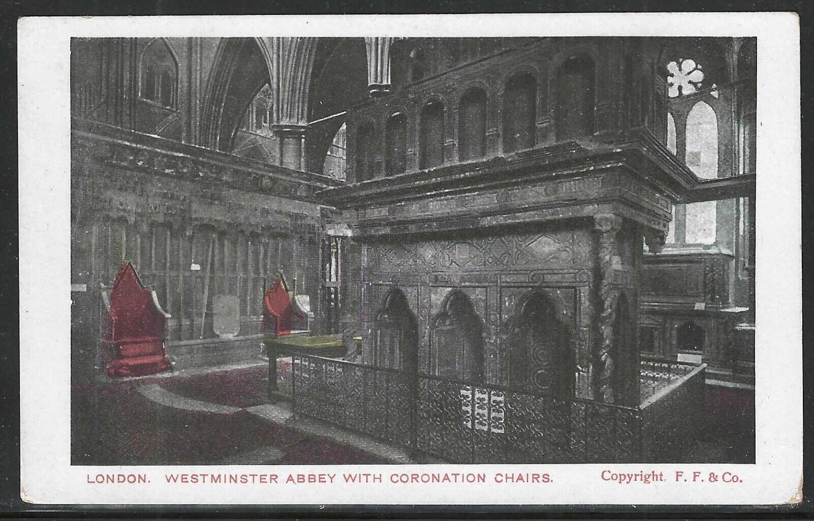 Westminster Abbey with Coronation Chairs, London, England, Early Postcard