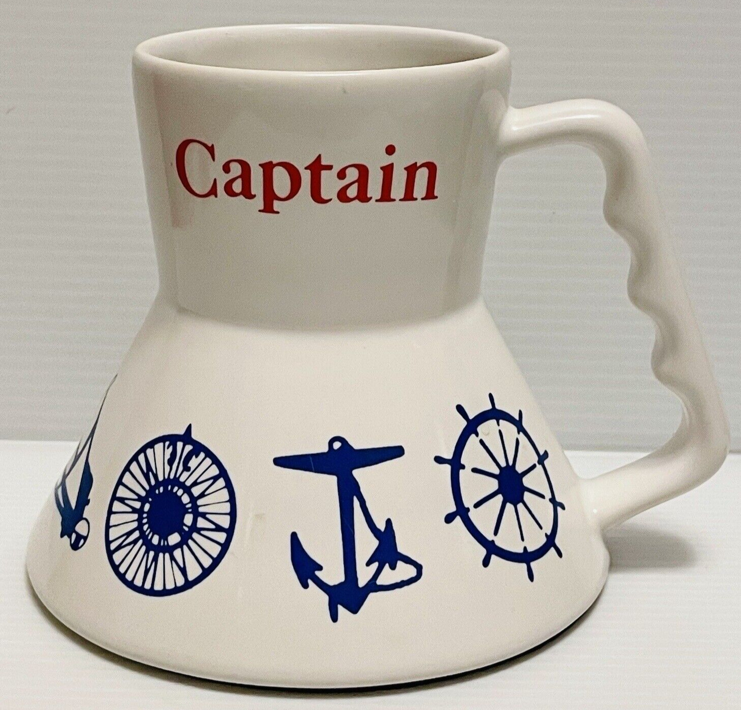 VTG Captain Nautical Marine Coffee Mug Cup Non-Spill Non-Tip Drip 1986 no lid.