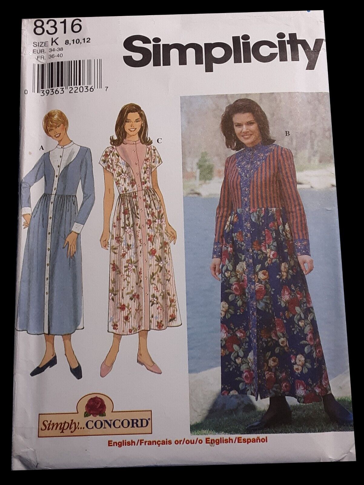 Vintage Simplicity #8316: Misses\'/Miss Petite Dress (1996) Size 8, 10, 12