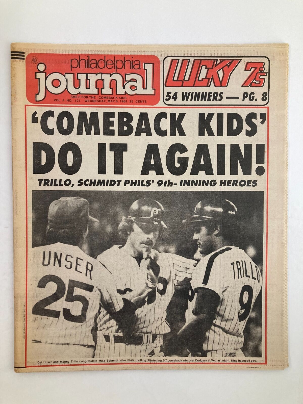 Philadelphia Journal Tabloid May 6 1981 MLB Phillies Manny Trillo & Mike Schmidt