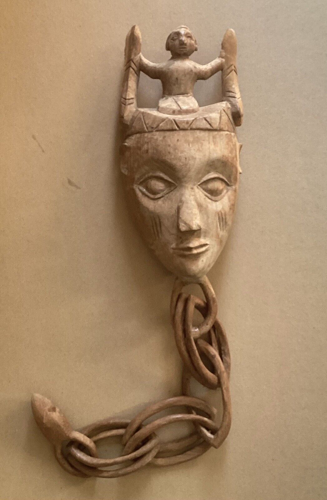 Vintage Ivory Coast Carved Wooden Mask/ West African Wall Decor