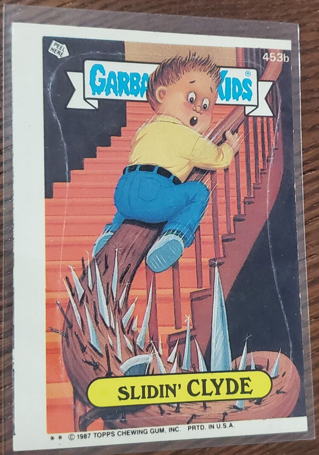 1987 Topps Garbage Pail Kids 11th Series MISCUT Slidin\' Clyde 453b