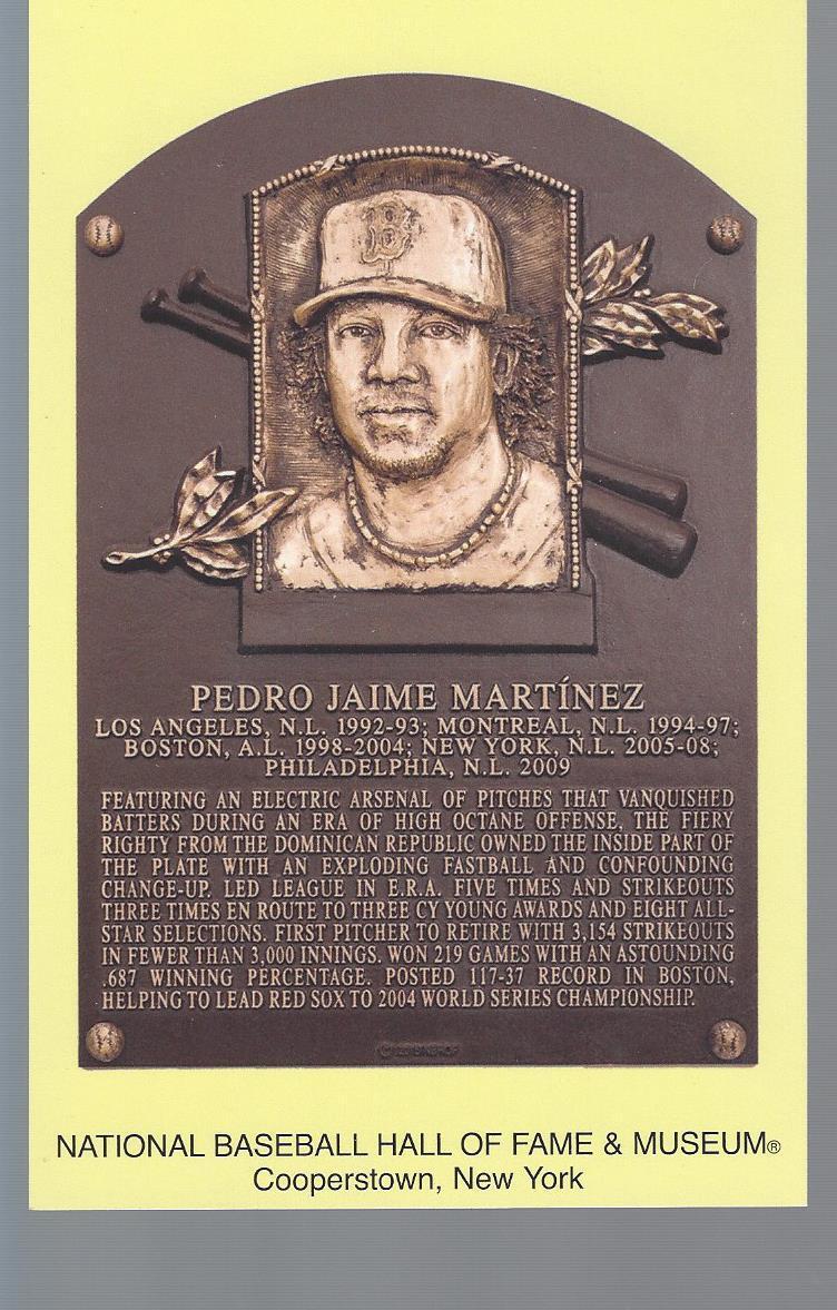 pedro martinez postcard plaque hall of fame hof card red sox 2015 class boston