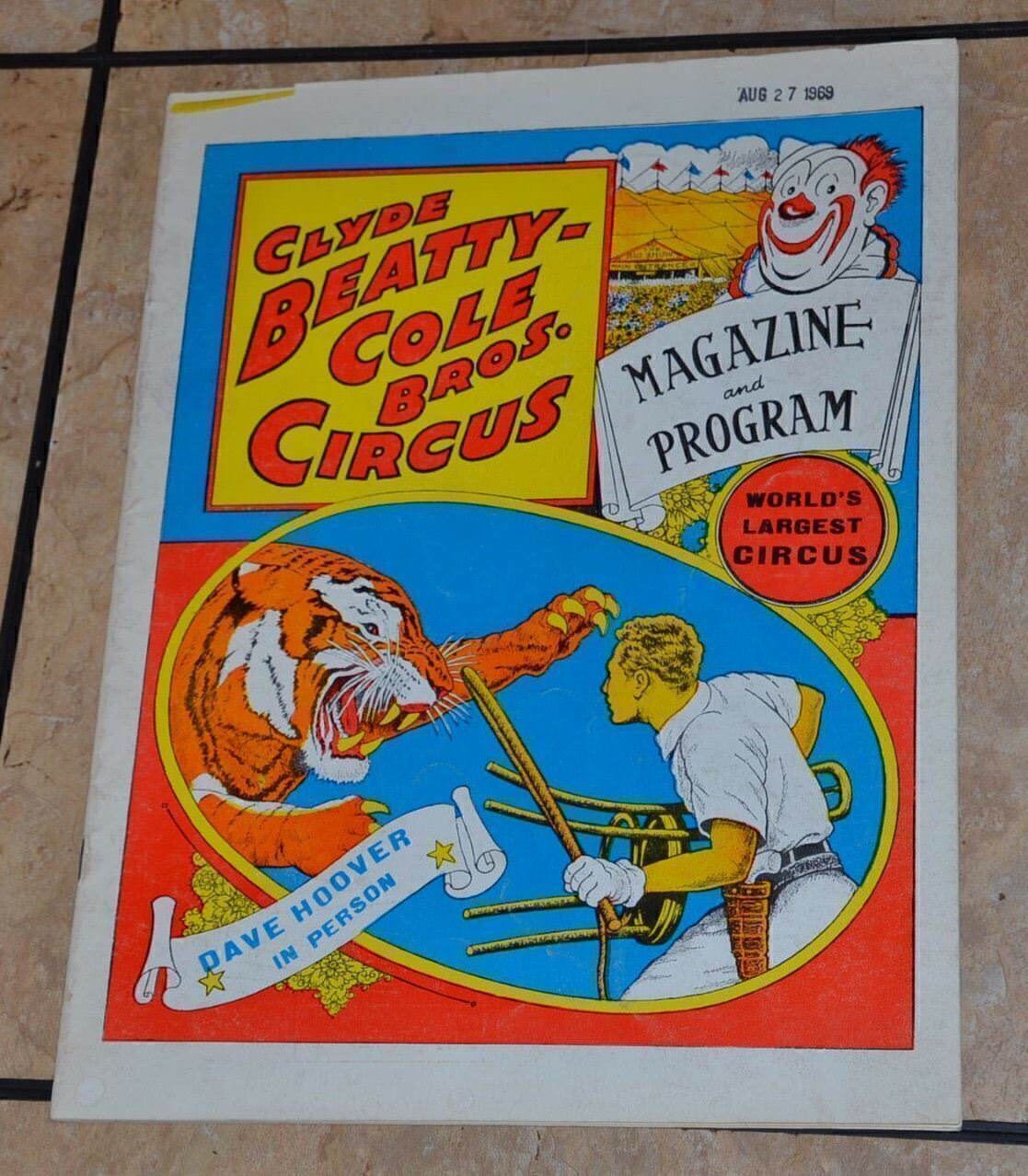 Circus Program + Magazine  Clyde Beatty Cole Bros Circus 1969 David Hoover FL