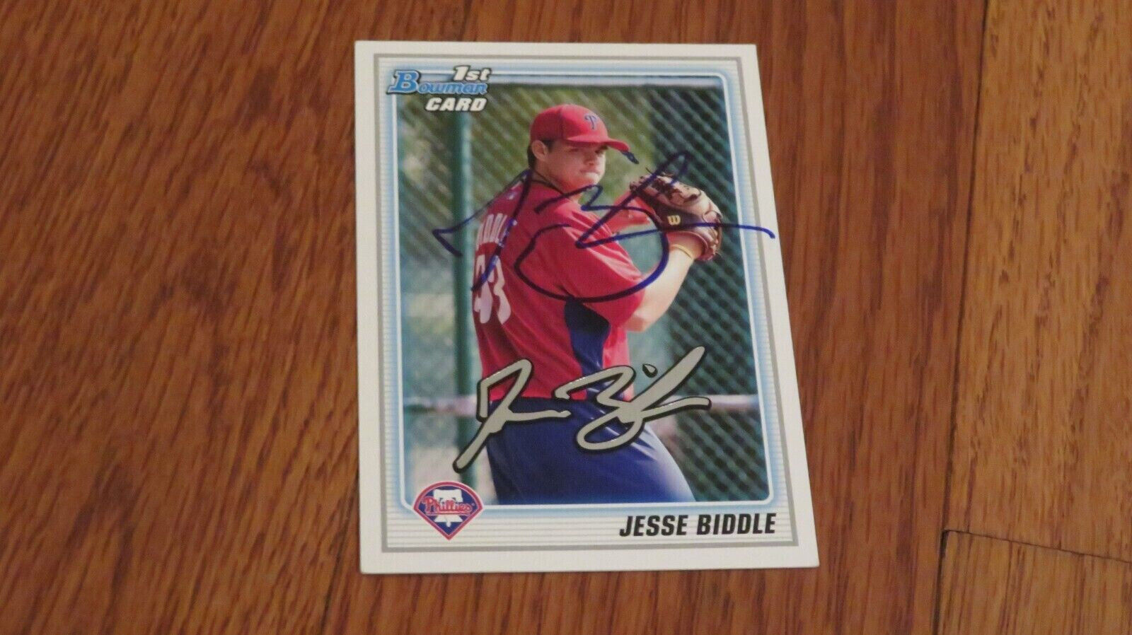 Jesse Biddle Autographed Hand Signed Card Bowman Philadelphia Phillies