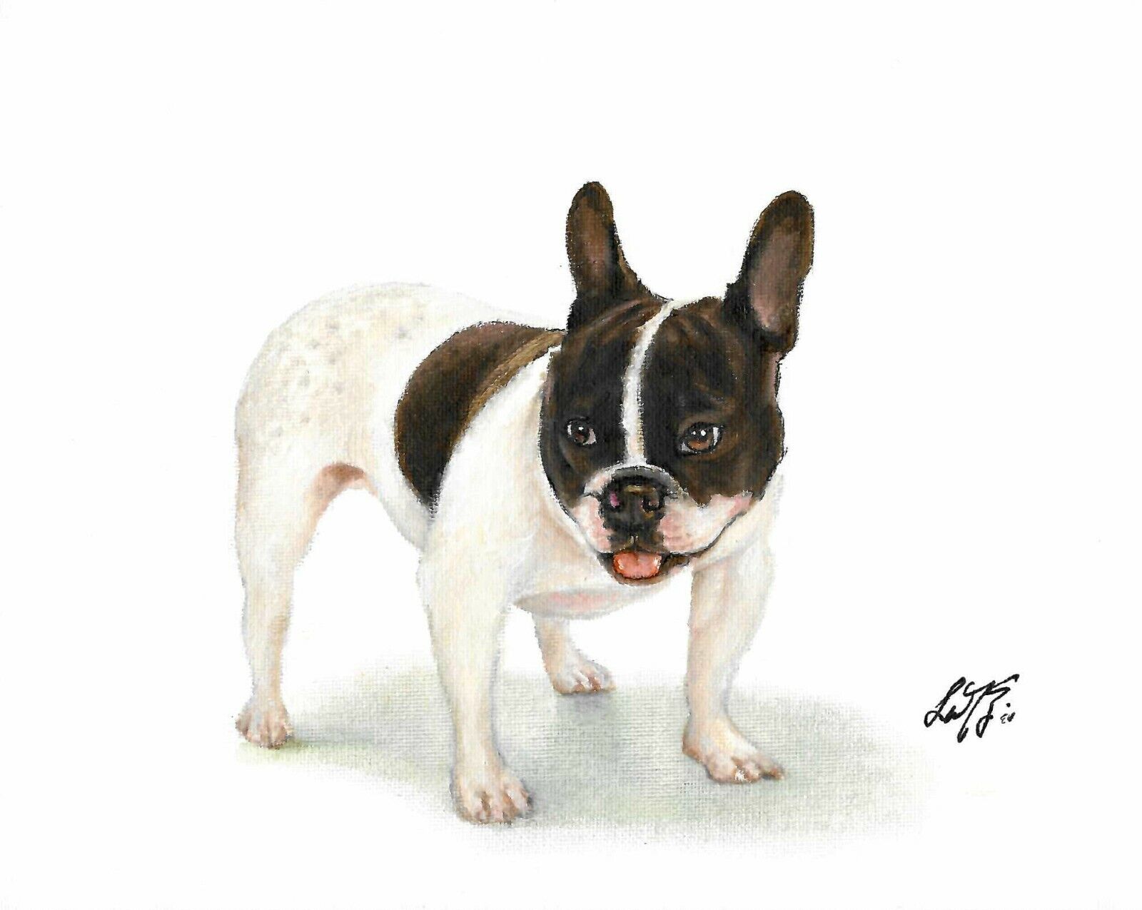 ✪ ORIGINAL Oil Portrait Painting FRENCH BULLDOG Artist Signed Dog Art FRENCHIE
