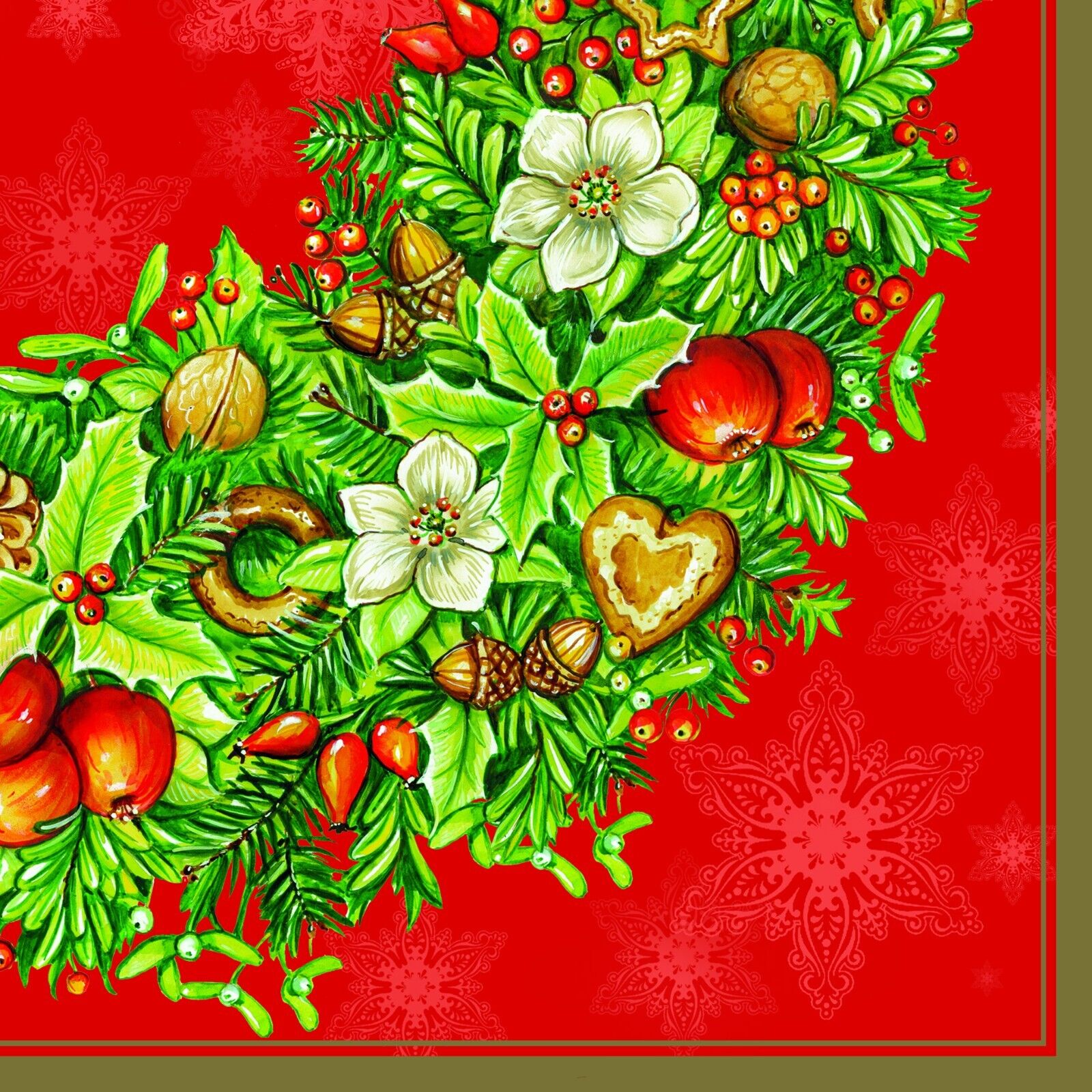 Two Individual Luncheon Decoupage Paper Napkins Christmas Wreath Holiday