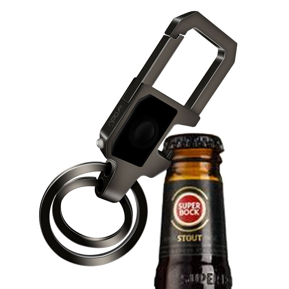 LED Light Bottle Opener Key Chain - Zinc Alloy, Dual Key Rings for Men & Women B