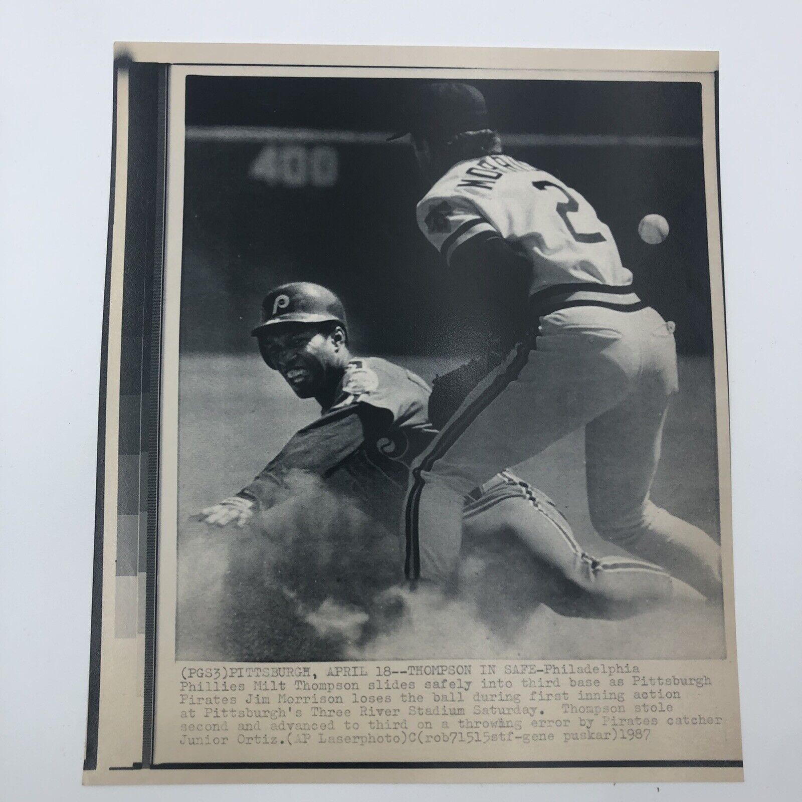 Wire Press Photo 1980’S MLB Phillies Baseball  \