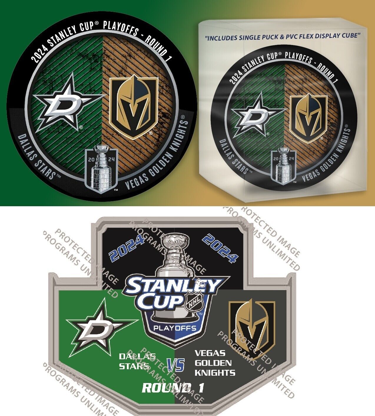 2024 NHL STANLEY CUP PLAYOFFS PUCK / PIN DALLAS STARS VS. VEGAS GOLDEN KNIGHTS