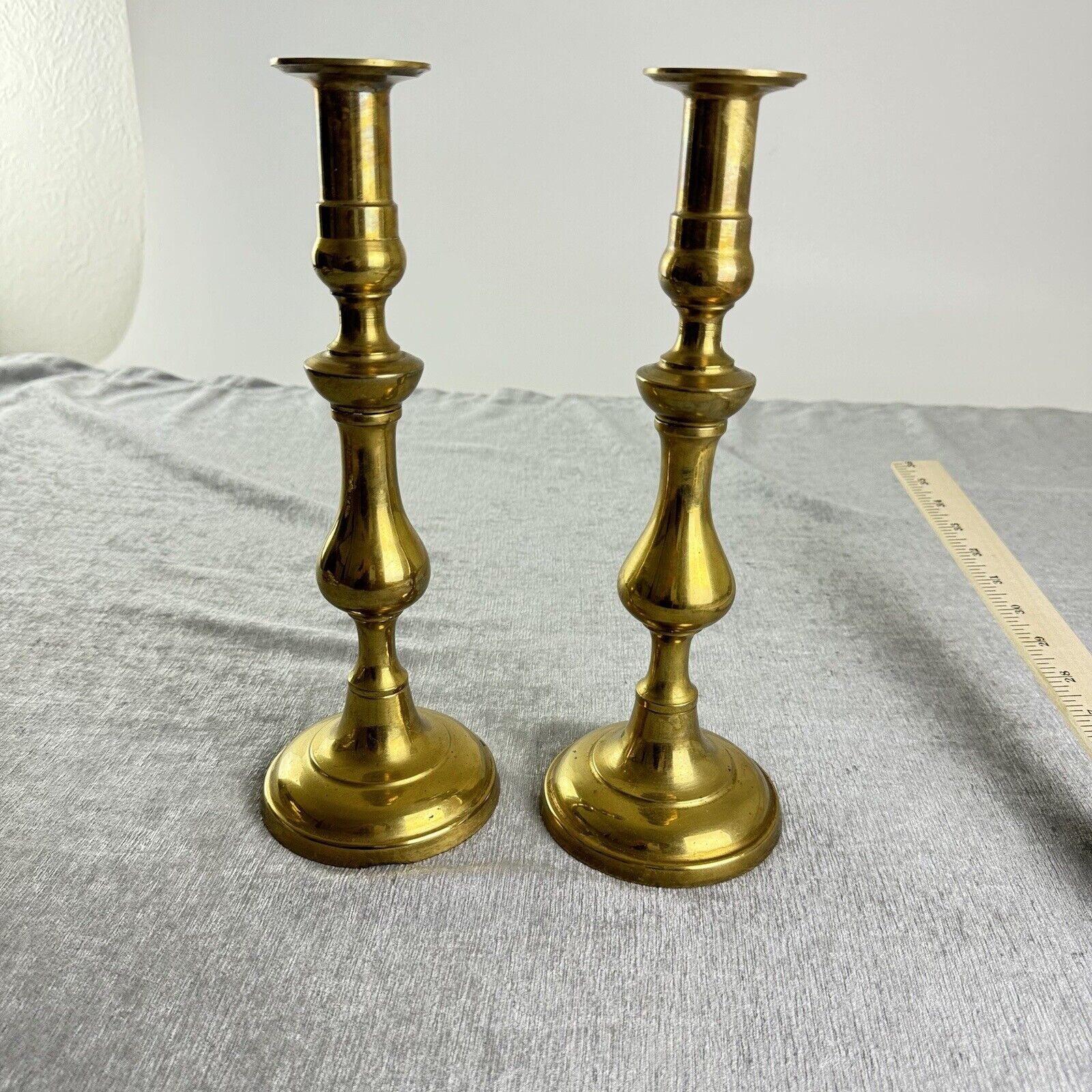 Vtg  Candlestick Candle Holders Brass PAIR   11” Wedding Events Decor Home Glam